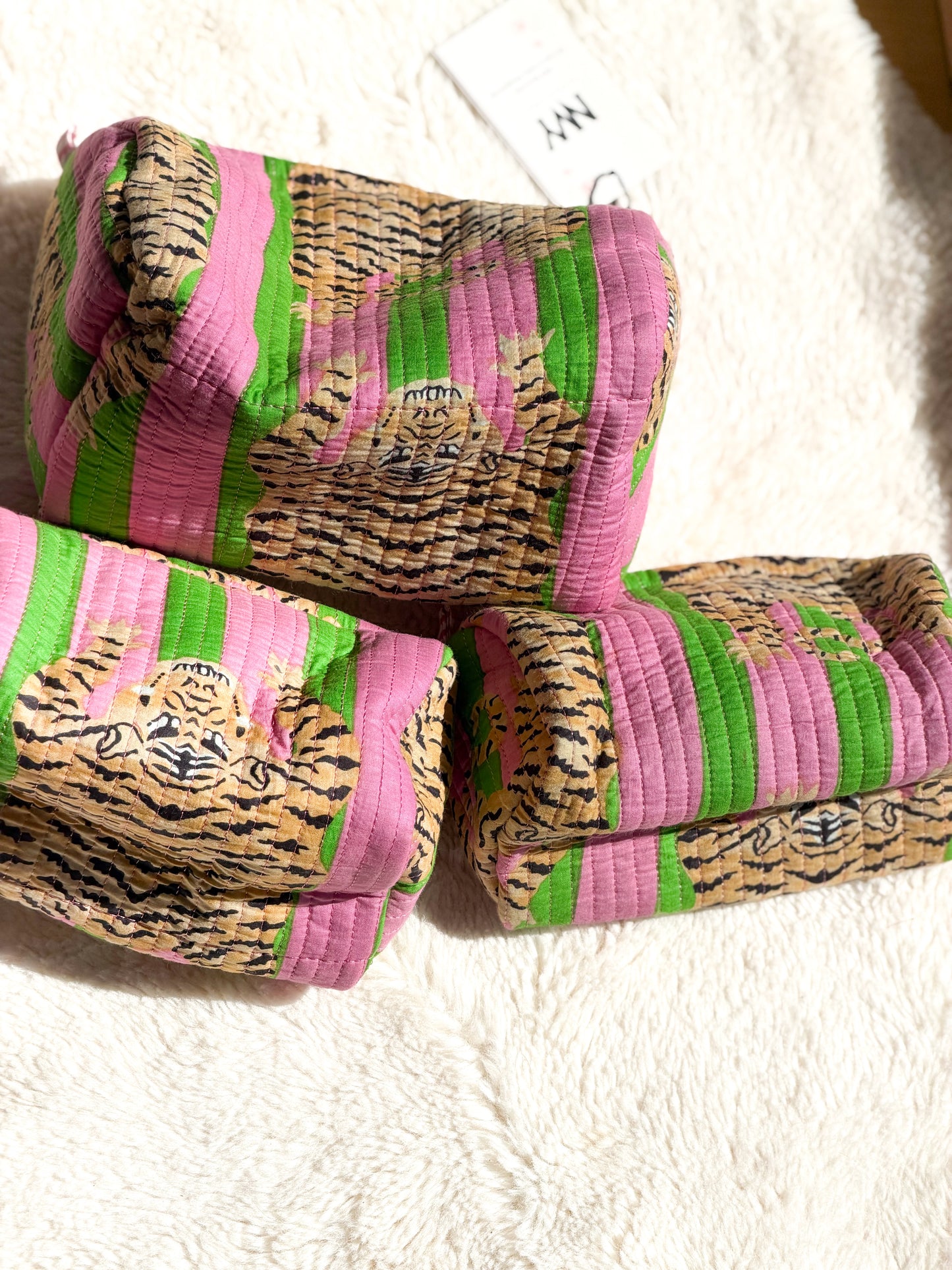 Jungle Stripe Quilted Pouch Set