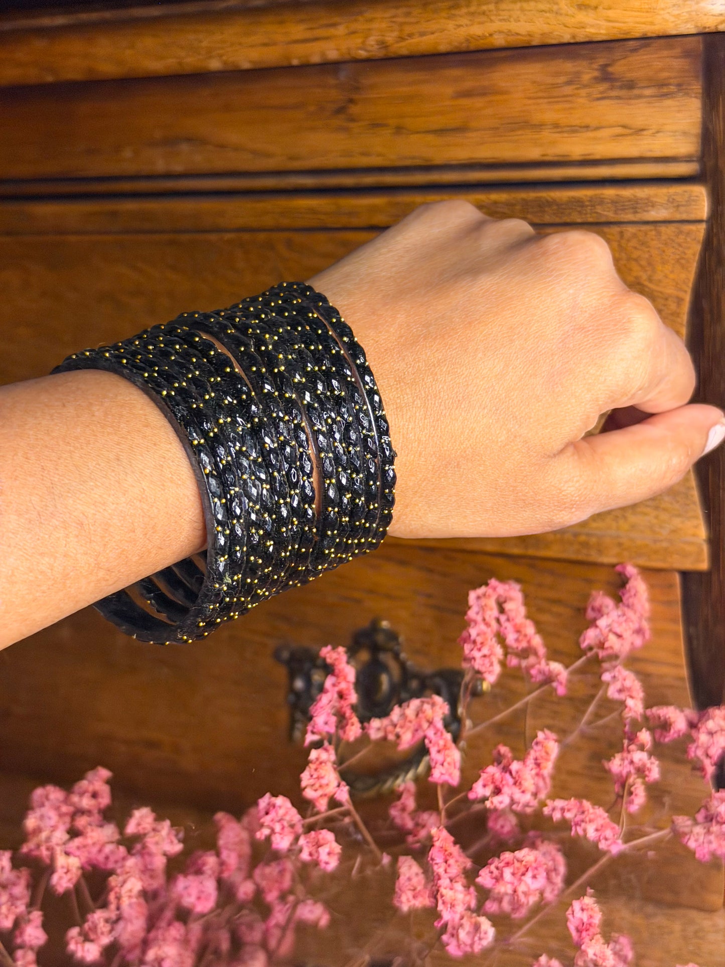 Black Raindrop Bangles