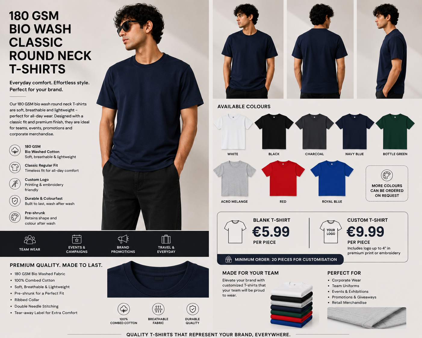 T-Shirt Plain - 180 g/m²