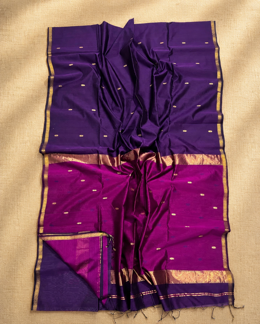 Pre Book - Purple Maheshwari silk cottonSaree