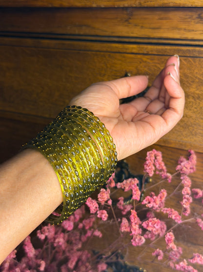 Olive Green Raindrop Bangles