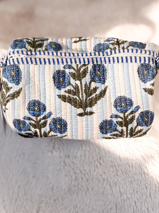 Coastal Blue Floral Pouch Set
