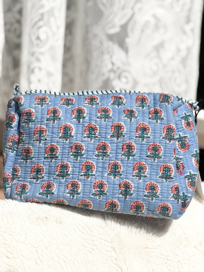 Sky Blossom Quilted Pouch Set