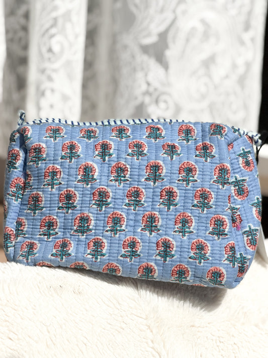 Sky Blossom Quilted Pouch Set