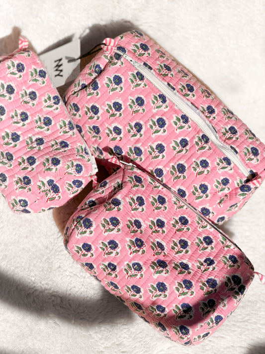 Pink Meadow Travel Pouch set
