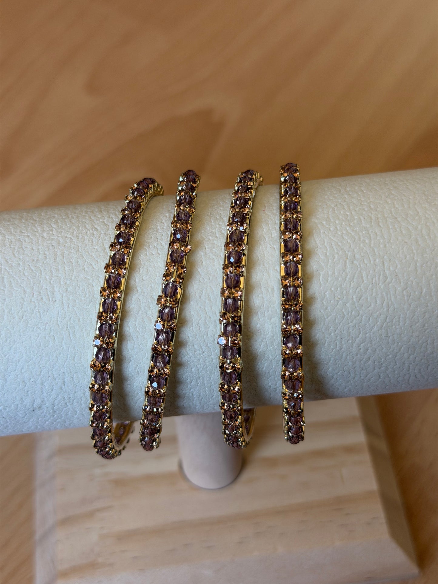 Purple Crystal Bangles Set