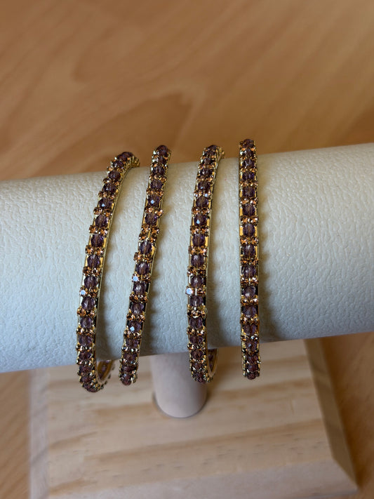 Purple Crystal Bangles Set