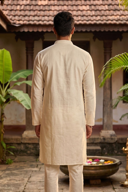 Off White Thrissur Pooram Handpainted Kurta