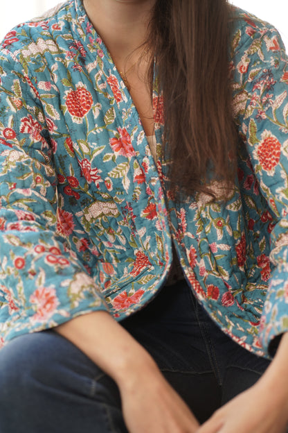 Peacock Mist – Reversible Quilted Jacket