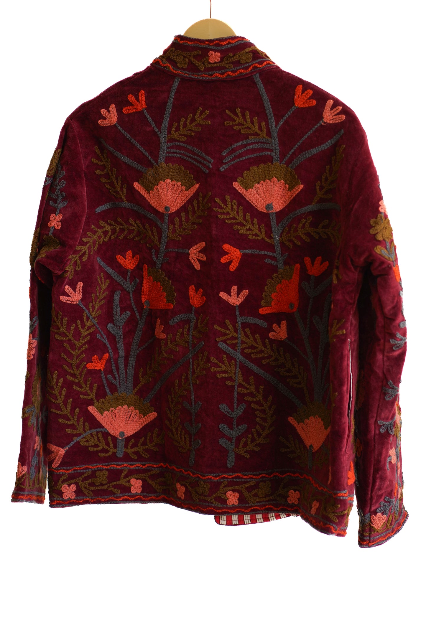 Maroon Muse Velvet Suzani Jacket