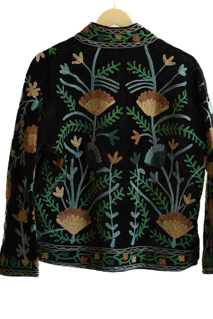 Emerald Black Velvet Suzani Jacket