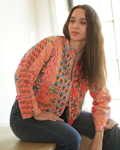 Peach Bloom – Reversible Quilted Jacket