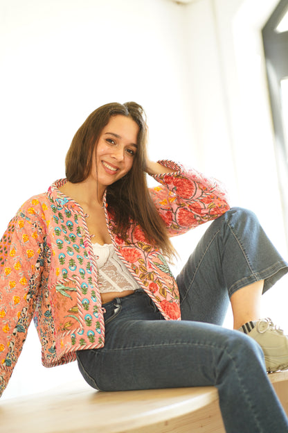 Peach Bloom – Reversible Quilted Jacket