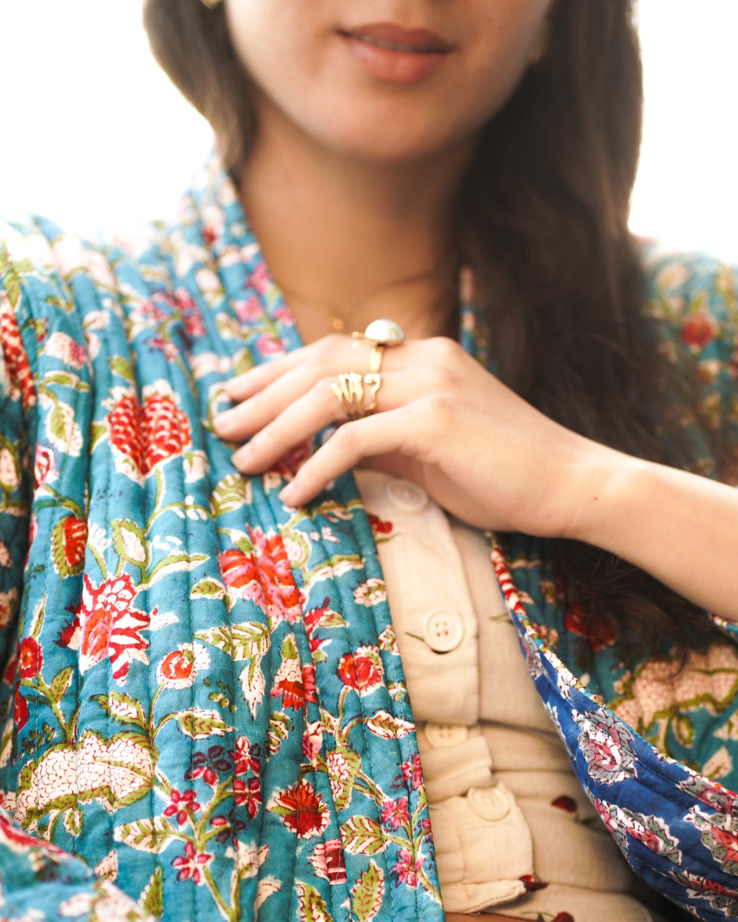 Peacock Mist – Reversible Quilted Jacket